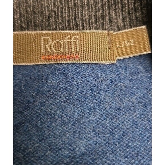 Raffi Cashmere V- Neck Sweater Soft Lightweight 100% Cashmere Blue Men's Sz L/52 - Picture 4 of 8